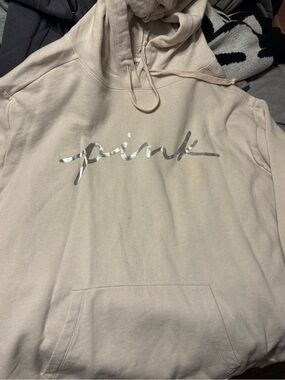 PINK Victoria's Secret Beige Pullover Hoodie with Drawstring